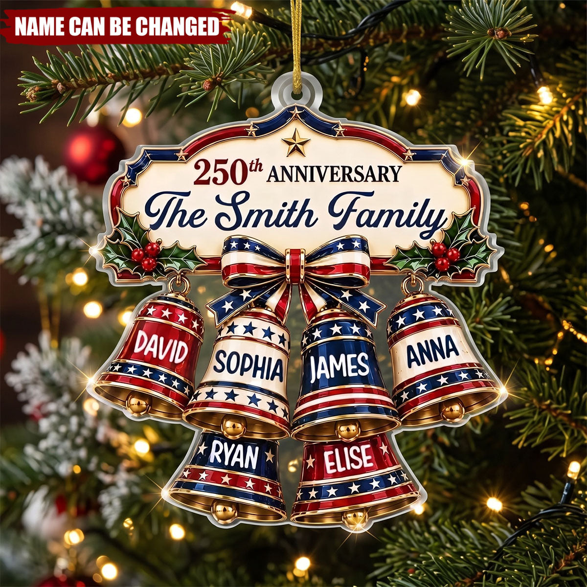 Custom Acrylic Ornament - Personalized America 250th Anniversary Christmas Gifts For Mom, Dad, Brother, Sister