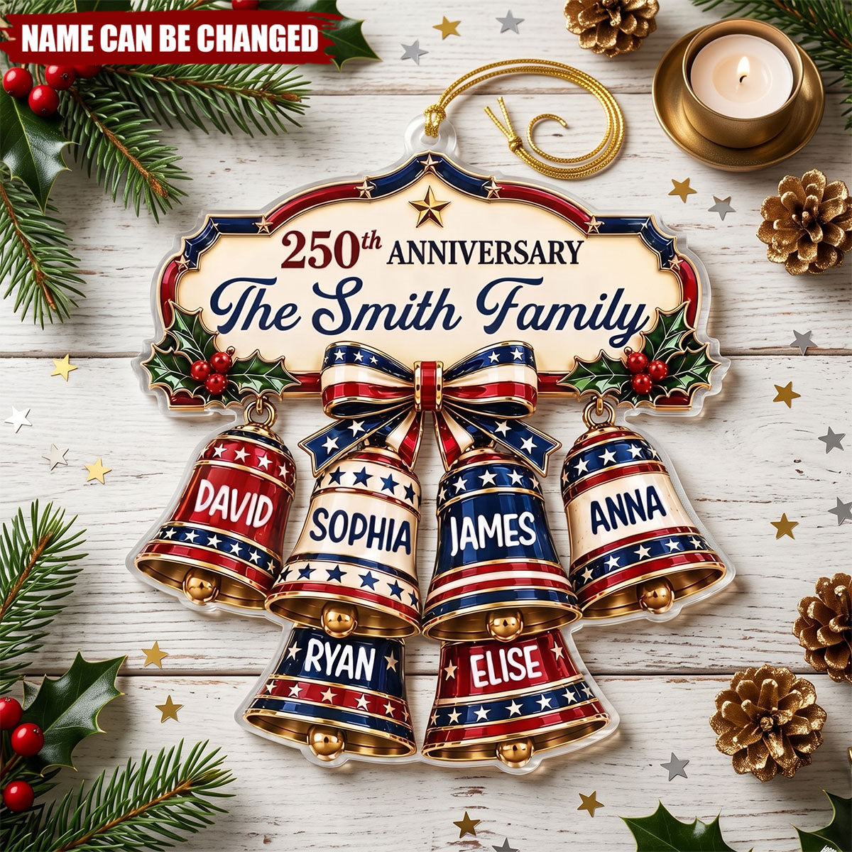Custom Acrylic Ornament - Personalized America 250th Anniversary Christmas Gifts For Mom, Dad, Brother, Sister
