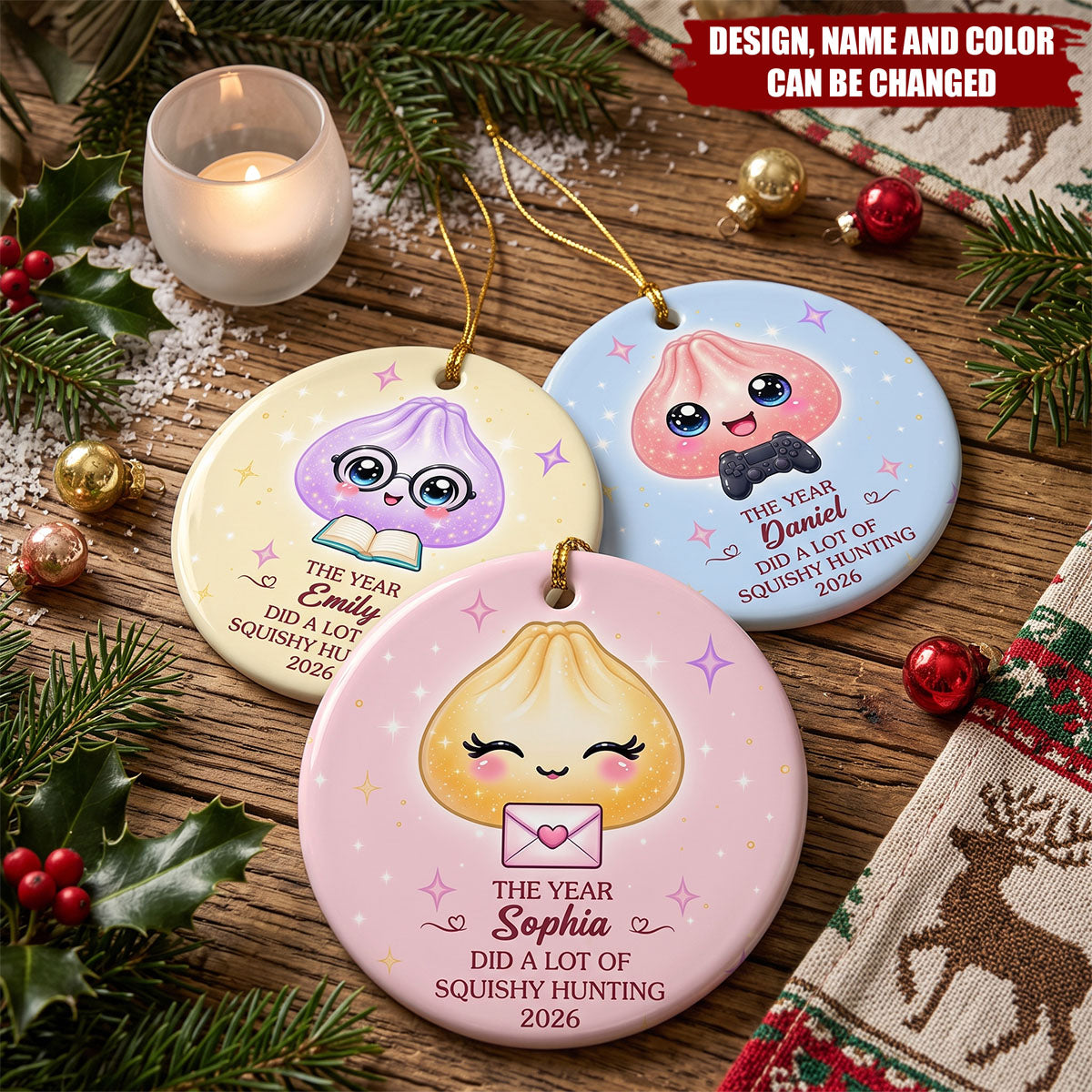 Custom Ceramic Ornament - Personalized Christmas Birthday Gifts For Kids - Little Dumpling Big Joy