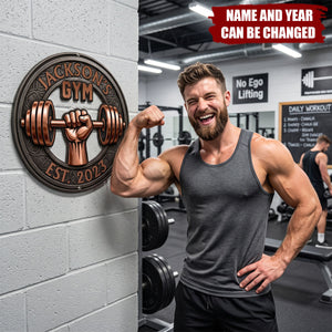 Custom Name, Year , Weightlifting Wall Art, Workout Room Decor Gift For Gym Lovers - Personalized Metal Sign