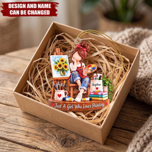 Custom Painting Girl Christmas Gifts for Artists - Personalized Acrylic Ornament