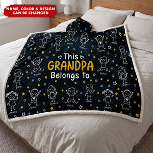 This Grandpa Grandma Belongs To Kids Pet - Personalized Wearable Hooded Blanket