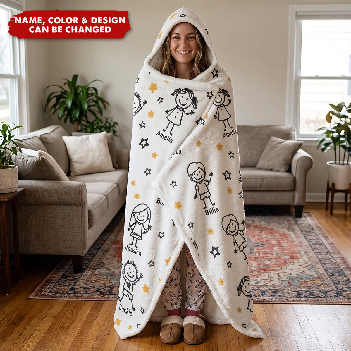 This Grandpa Grandma Belongs To Kids Pet - Personalized Wearable Hooded Blanket