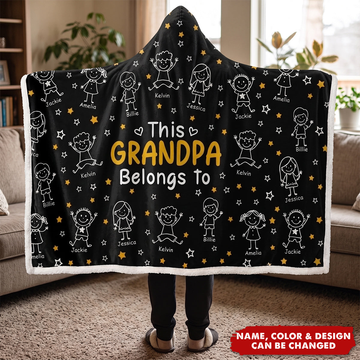 This Grandpa Grandma Belongs To Kids Pet - Personalized Wearable Hooded Blanket