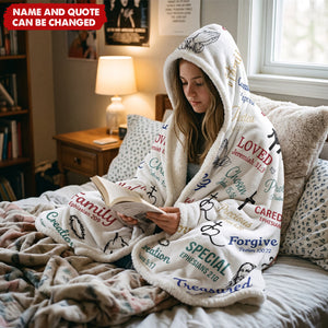 Christian Bible Verse Affirmations - Personalized Wearable Hooded Blanket