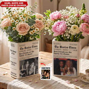 Custom Photo Best Friend Gifts for Women - Personalized Book Vase
