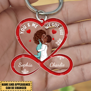 Personalized Heart Infinity Doll Couple Portrait, Firefighter, Nurse, Police Officer, Teacher, Gifts by Occupation Keychain