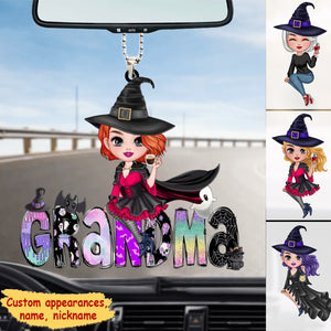Grandma Nana Witch Halloween Vibe Personalized Car Ornament