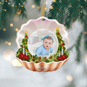 Upload Photo Baby Infant Custom Picture Christmas Shell Xmas Family Gift Personalized Ornament