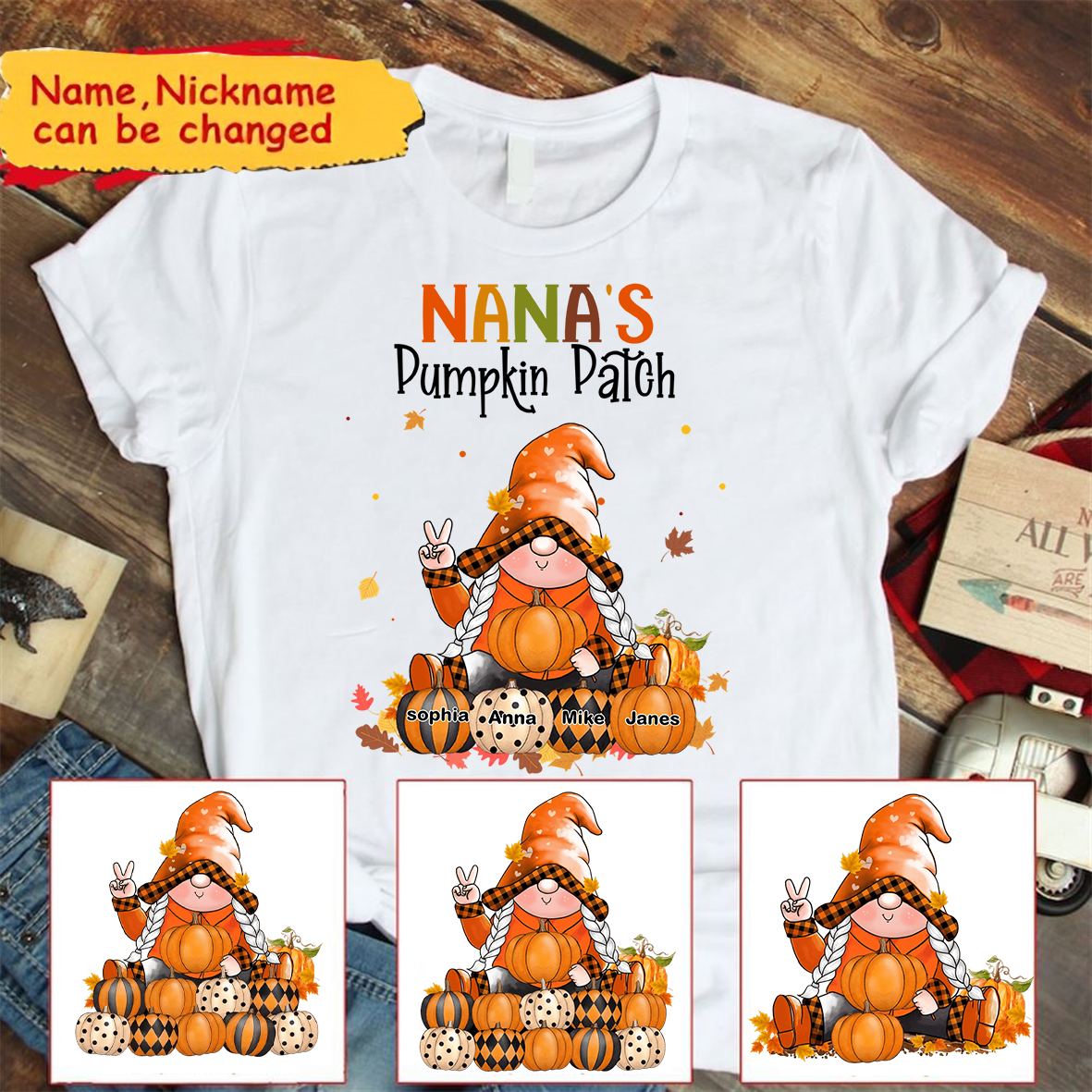 Autumn Gift For Grandma Pumpkin  Shirt
