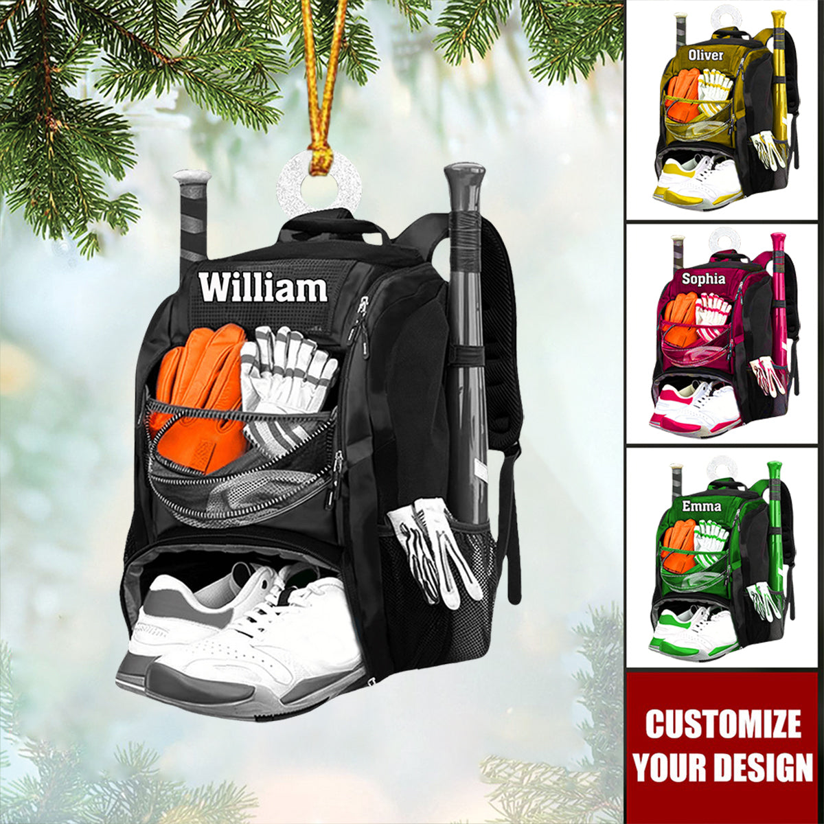 Personalized Baseball Acrylic Christmas Ornament, Gift For Baseball Lovers