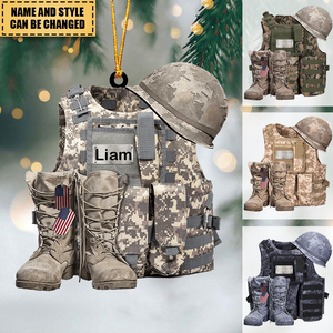 Military Uniform - Boots & Hat - Personalized Acrylic Ornament