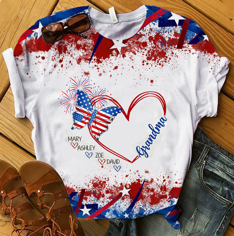 All American Nana Mom, Family Custom Shirt, Gift For Independence Day - Personalized Shirt