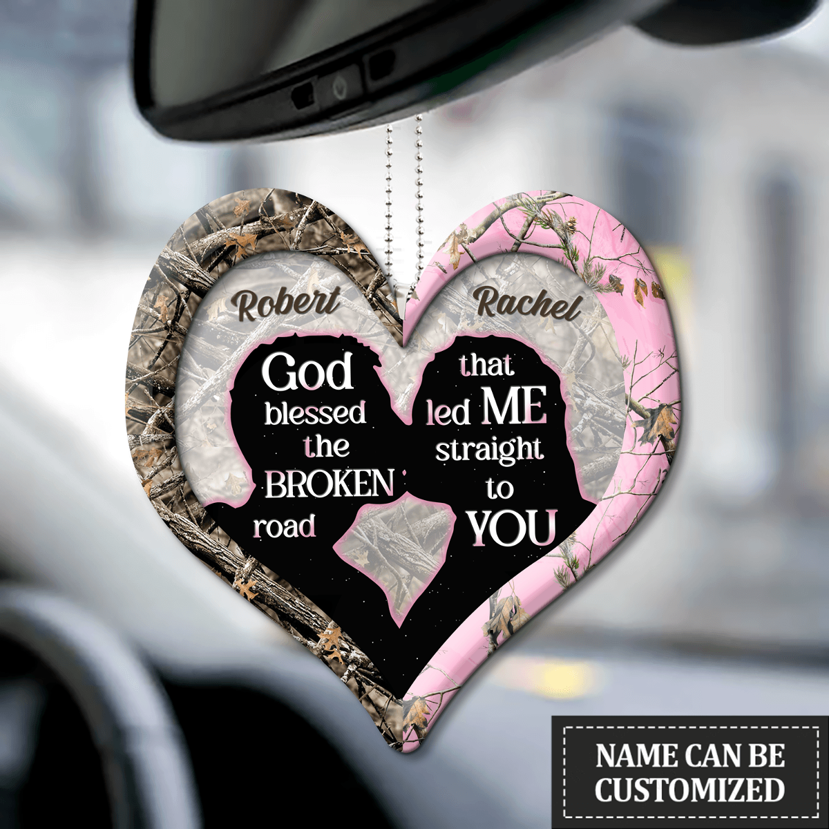 Silhouette Of Couple Kissing God Blessed Personalized Ornament