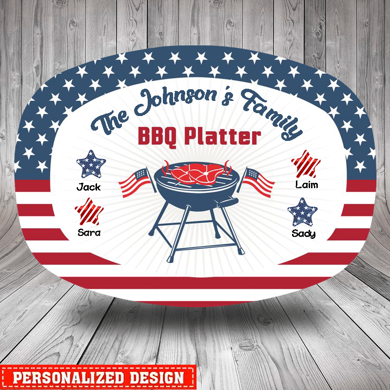 The Family Personalized BBQ Platter Happy Independence Day 4th Of July