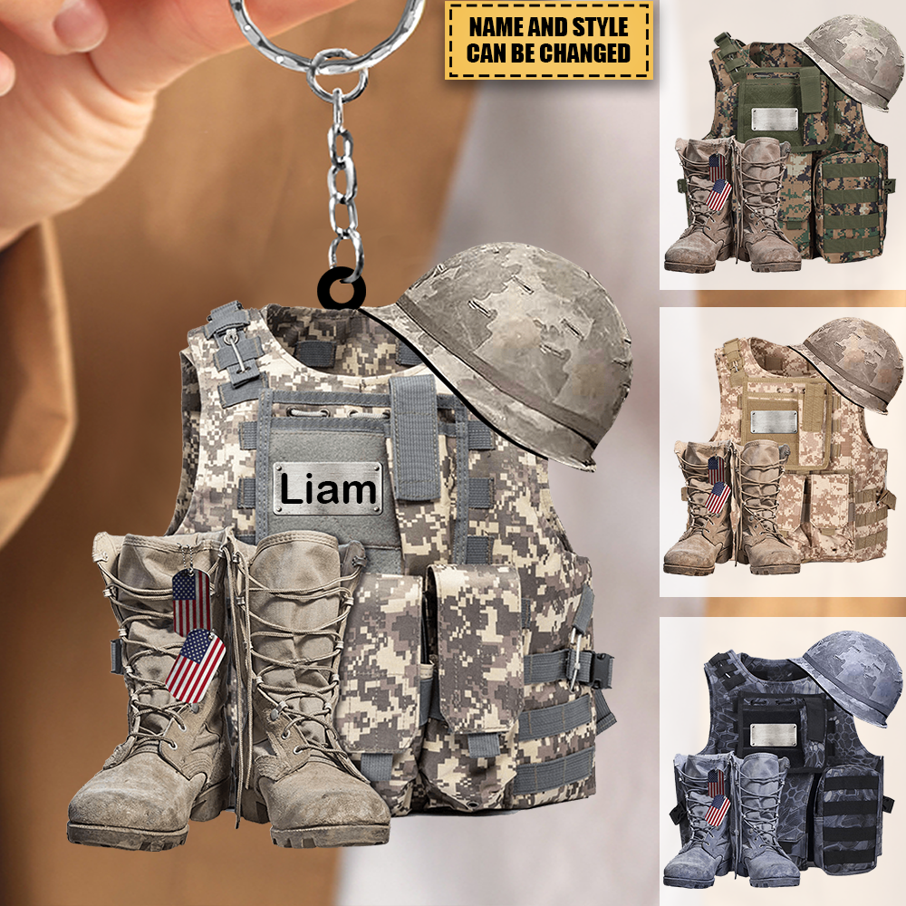 Military Uniform - Boots & Hat - Personalized Acrylic Keychain
