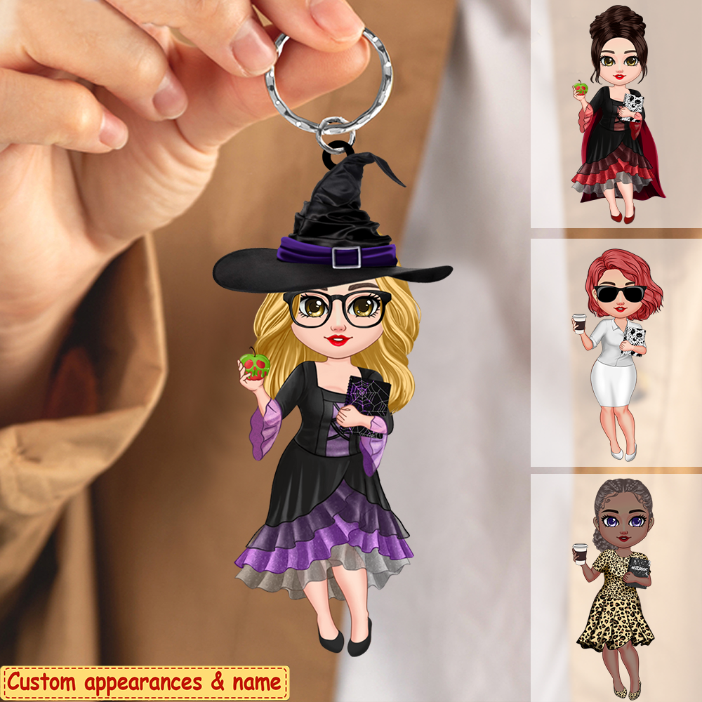 Halloween Gift For Witch Lover Personalized Woman Keychain
