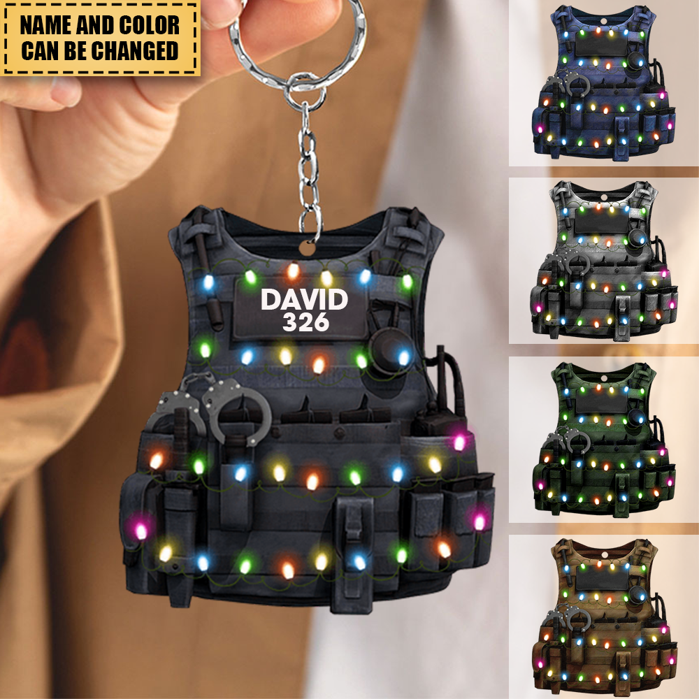 Police Bulletproof Vest, Personalized Keychain, Christmas Gift For Police Officers