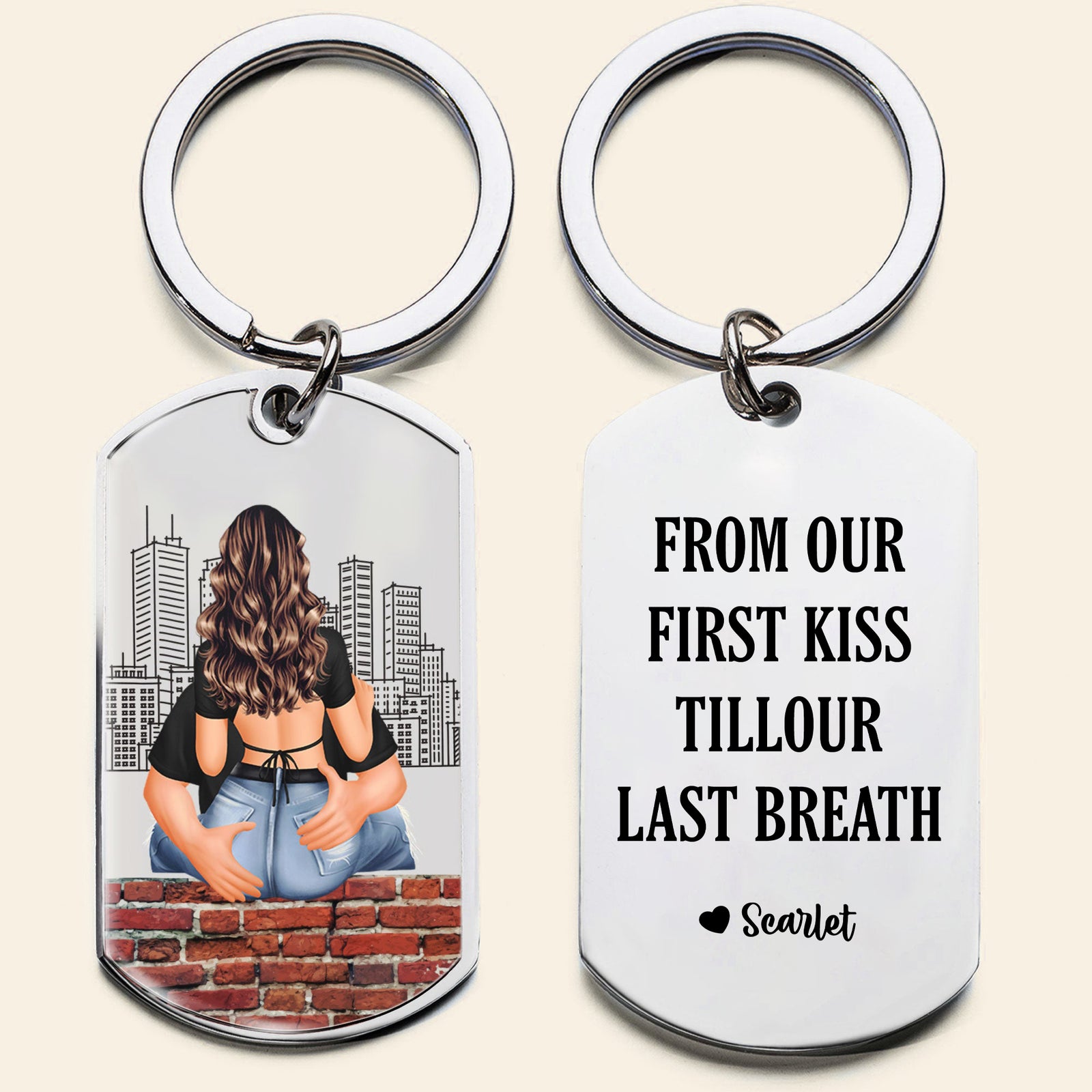 From Our First Kiss Till Our Last Breath - Personalized Engraved Stainless Steel Keychain