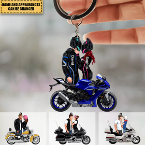 Biker Couple This Is Us Personalized Keychain For Couples, Him, Her, Motorcycle Lovers