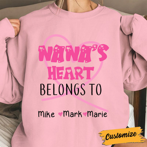 Pinky Grandma Mom's Heart Belongs To Kids Personalized Sweatshirt