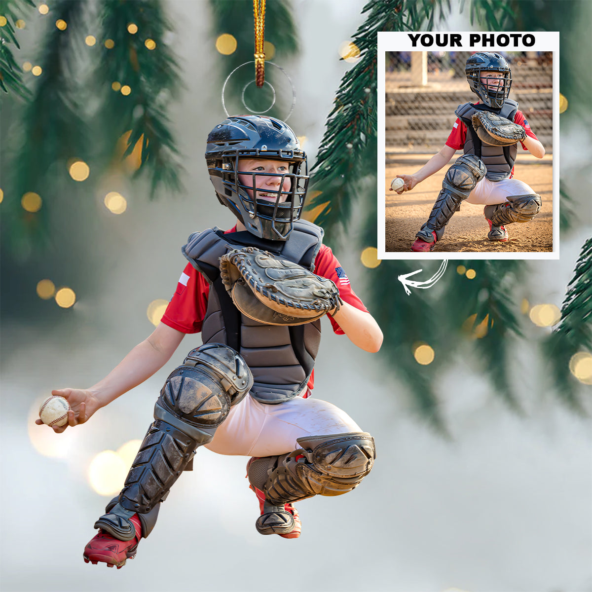 Personalized Custom Photo Mica Ornament - Gift For American Football, Baseball, Basketball Sport Player