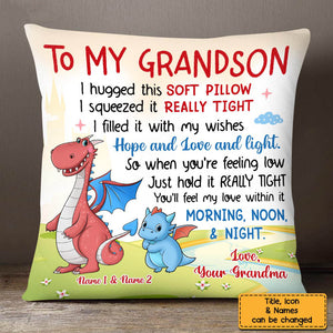 Personalized Dragon Grandson Granddaughter Hug This Pillow