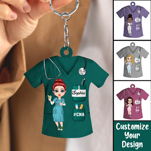 Nurse Life Pretty Doll Nurse Personalized Keychain