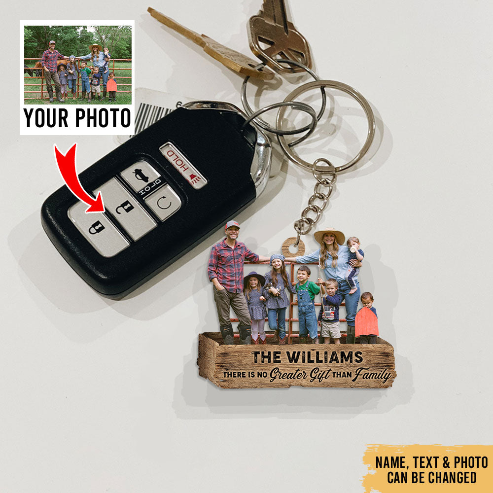 Personalized Upload Photo Family Acrylic Flat Keychain - Gift For Family