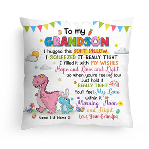 Personalized Granddaughter Grandson Dinosaur Hug This Pillow