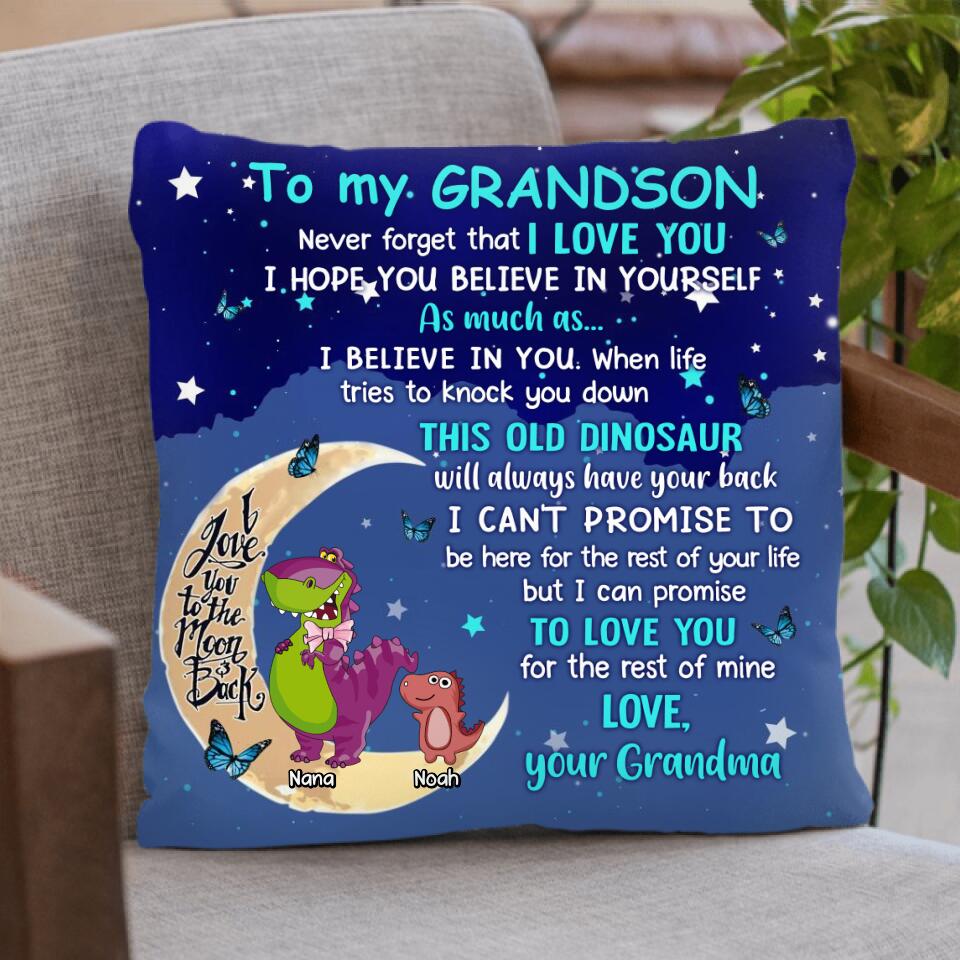 Personalized To My Grandson Dinosaur Pillow
