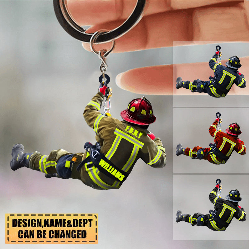 Personalized Firefighter Double-Sided Print Arcylic Keychain