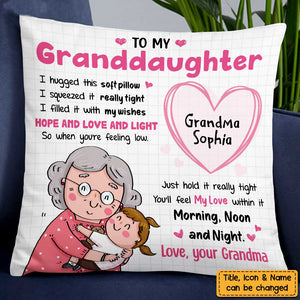 Personalized Granddaughter Hug This Pillow
