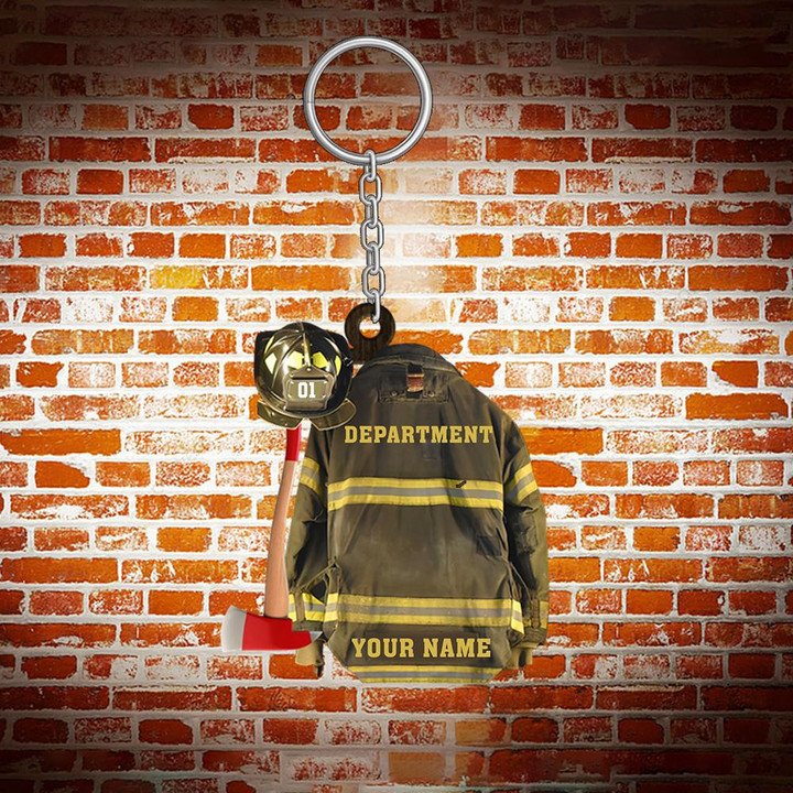 Ersonalized Firefighter Keychain, Custom Shaped Flat Keychain, Gift For Firefighter