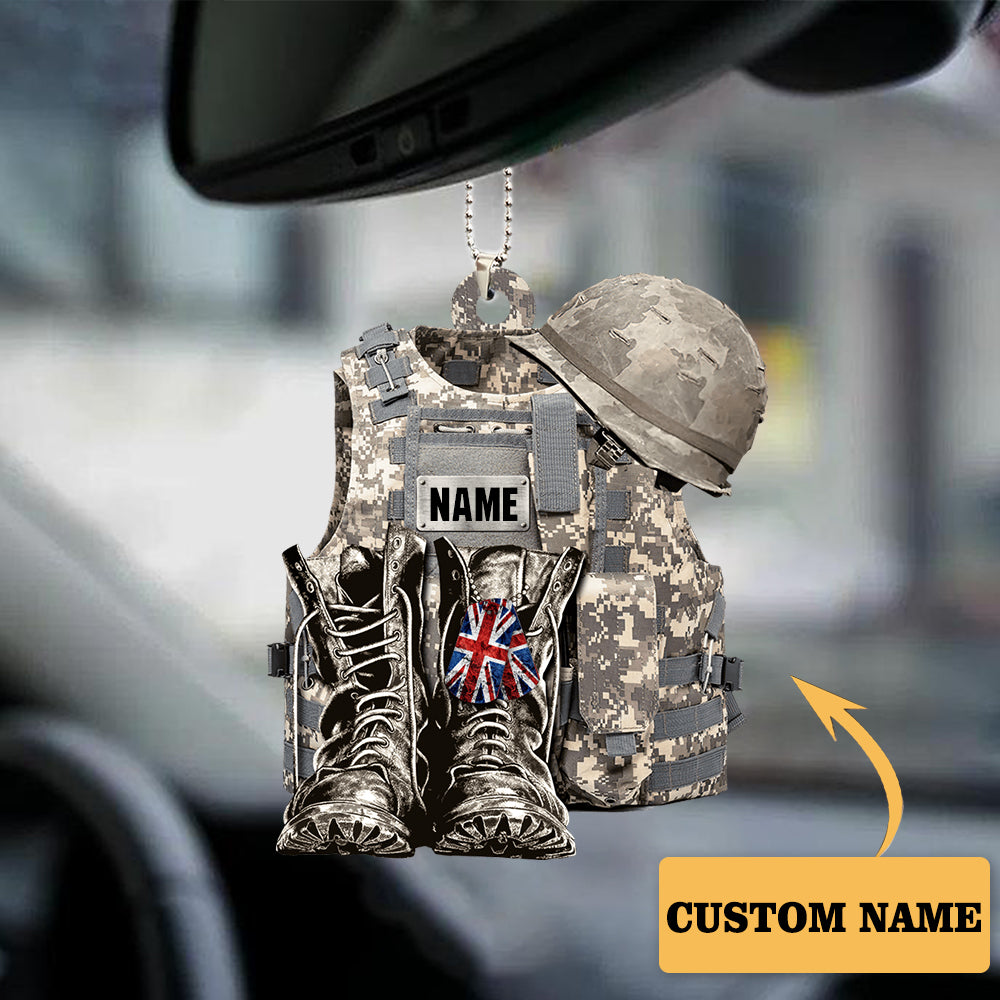 Military Uniform UK - Boots & Hat - Personalized Flat Acrylic Ornament