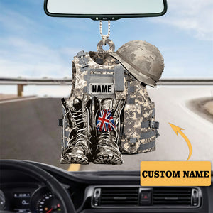 Military Uniform UK - Boots & Hat - Personalized Flat Acrylic Ornament