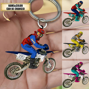 Personalize Motocross Biker Keychain - Great Gift Idea For Motor Racers