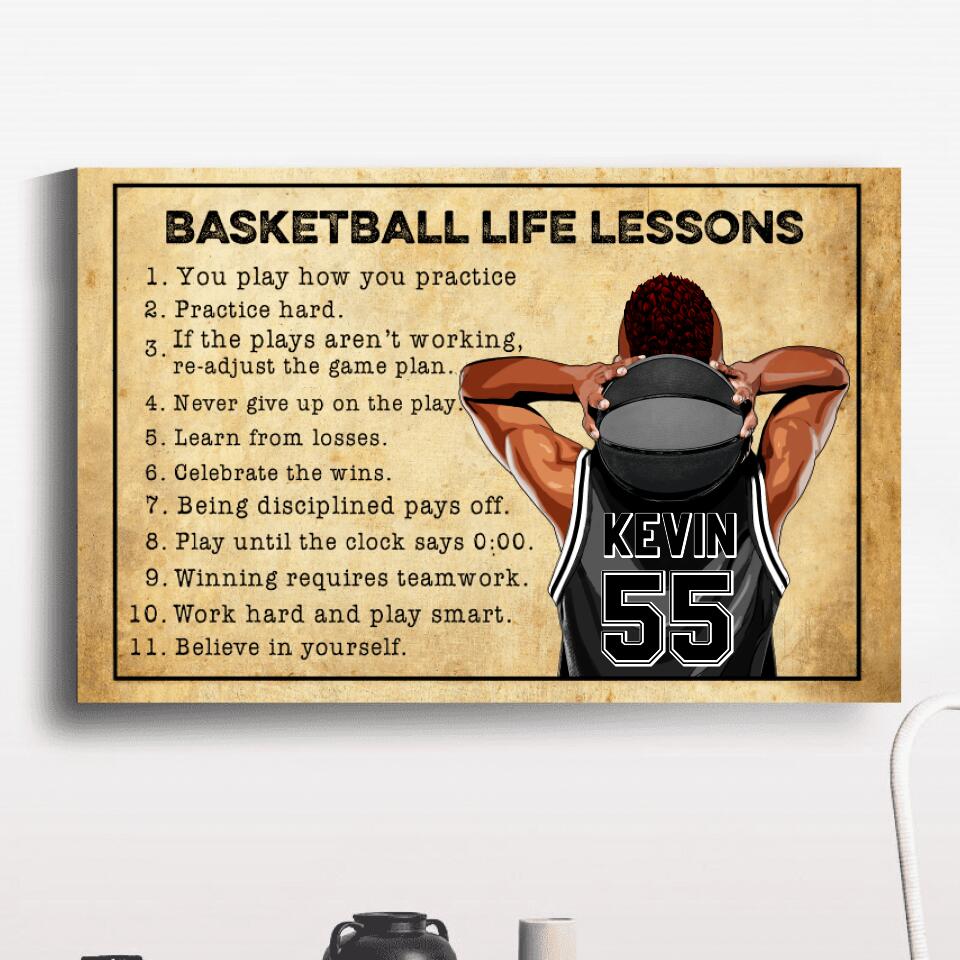 Personalized Motivational Basketball Life Lessons Poster for Basketball Players