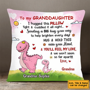 Personalized Hugged This Soft Pillow Grandma Granakid Dinosaur Pillow