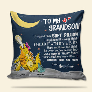 To My Grandson - Personalized Dinosaur Pillow - Gift For Mom/Grandma
