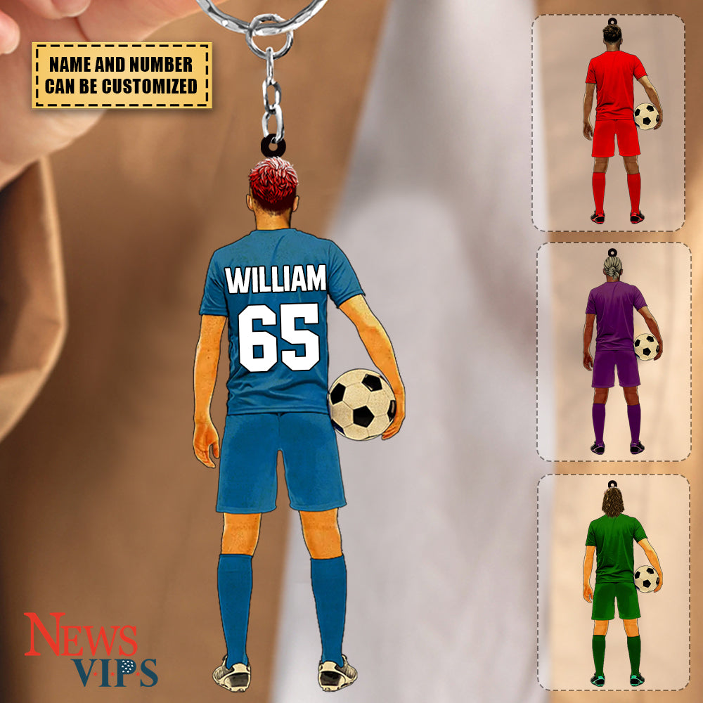 Personalized Soccer Player Acrylic Keychain For Soccer Lover