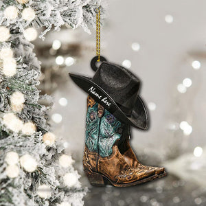 Personalized Cowgirl Boots And Hat Acrylic Ornament Hg98