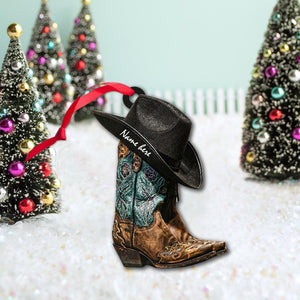 Personalized Cowgirl Boots And Hat Acrylic Ornament Hg98