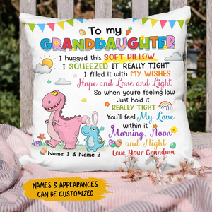 Personalized Granddaughter Grandson Dinosaur Hug This Pillow