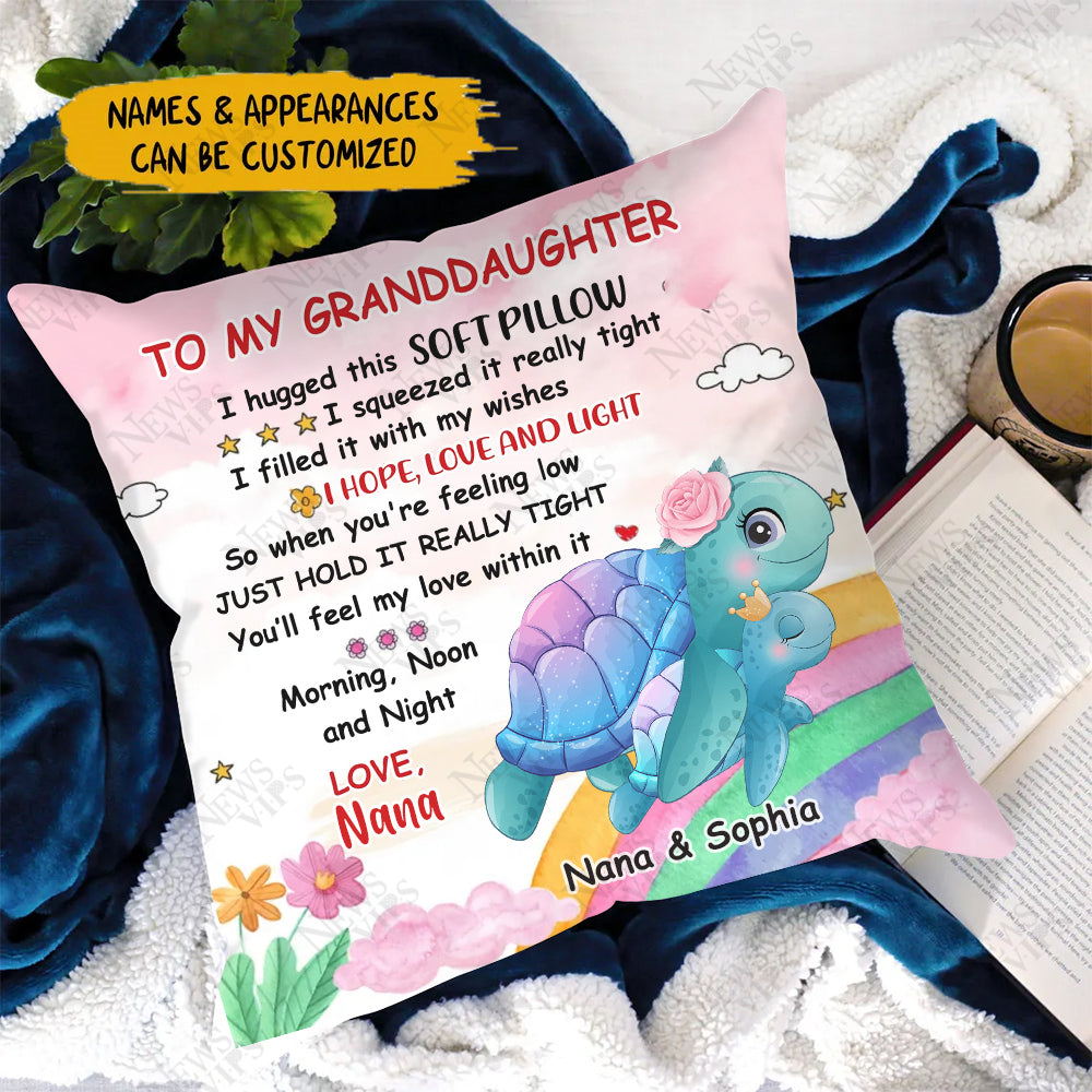 Personalized Granddaughter Daughter turtle hugged this Pillow