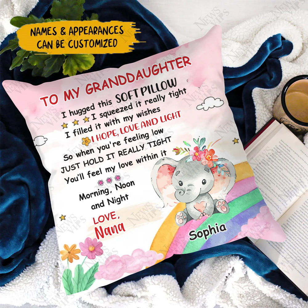 Personalized Granddaughter Daughter elephant hugged this Pillow