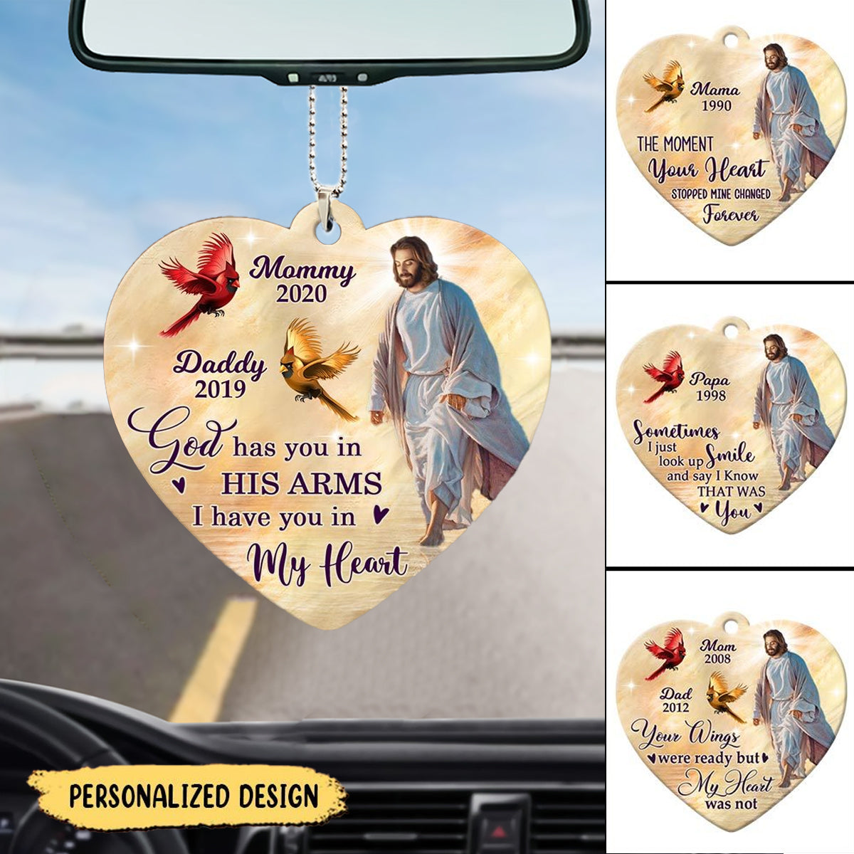 God Has You In His Arms Jesus Cardinal Bird Memorial Gift Personalized Ornament