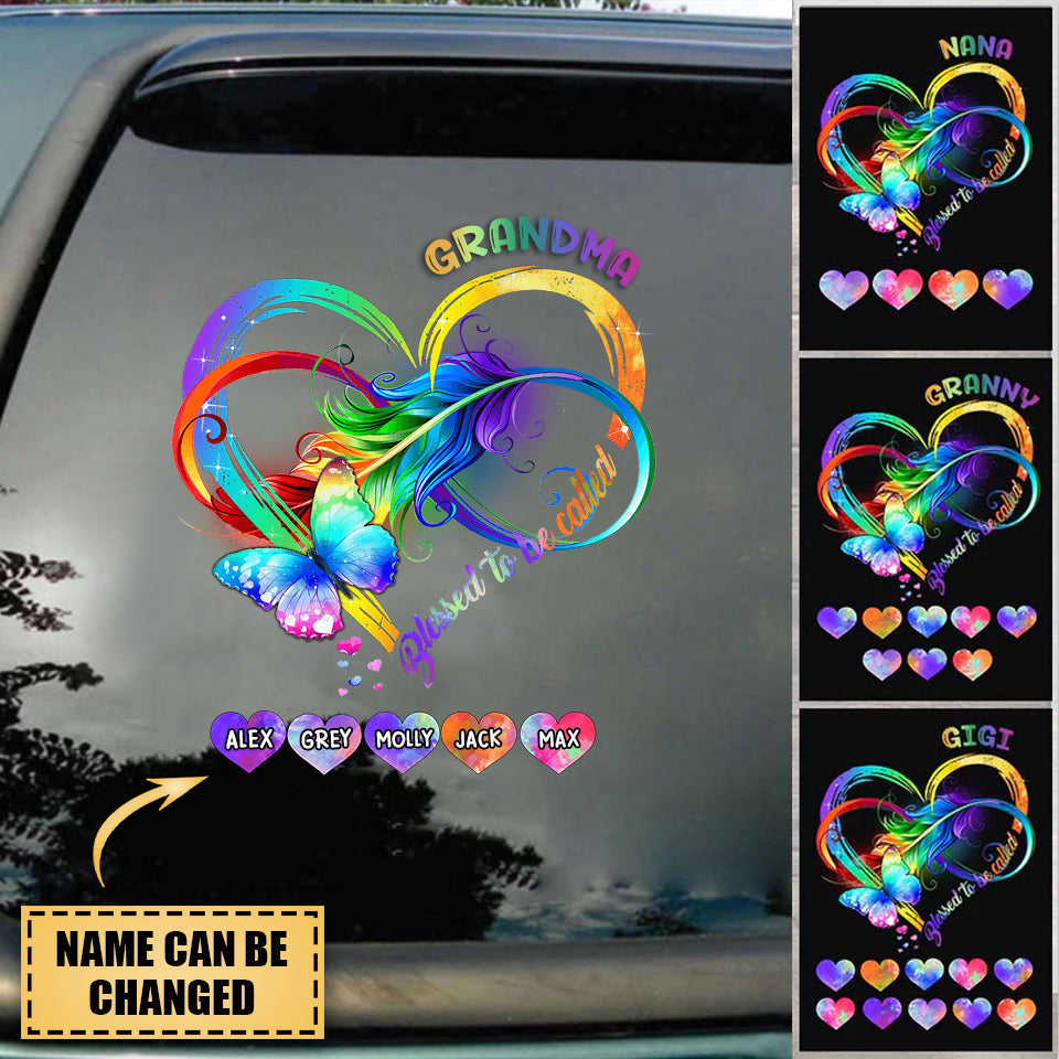 Blessed To Be Called Grandma Custom Nickname Names Rainbow Heart Personalized Decal
