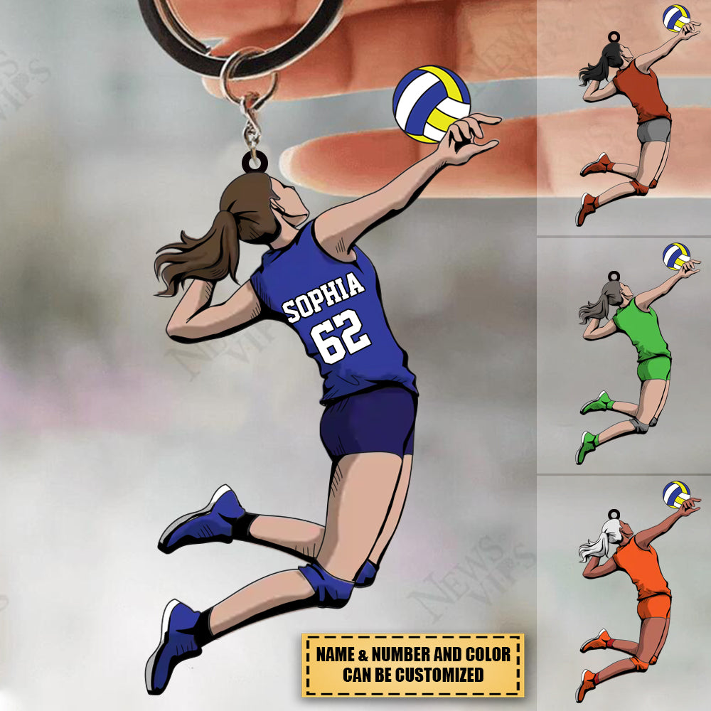Personalized Volleyball Player Attack Ball Keychain for Volleyball Girls