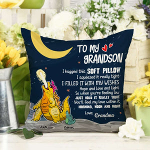 To My Grandson - Personalized Dinosaur Pillow - Gift For Mom/Grandma